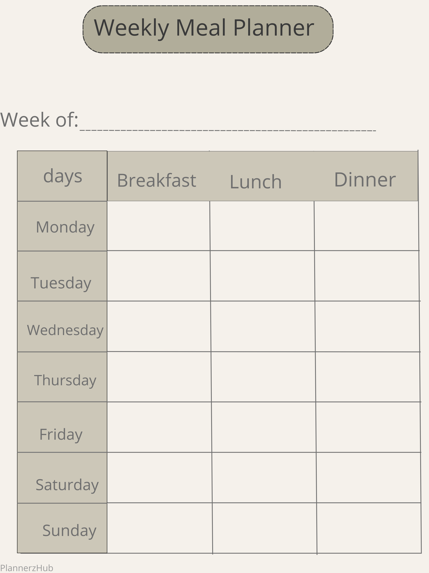 Meal Planner pdf _plannerHub