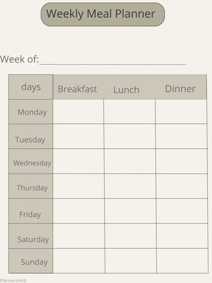 Meal Planner pdf _plannerHub
